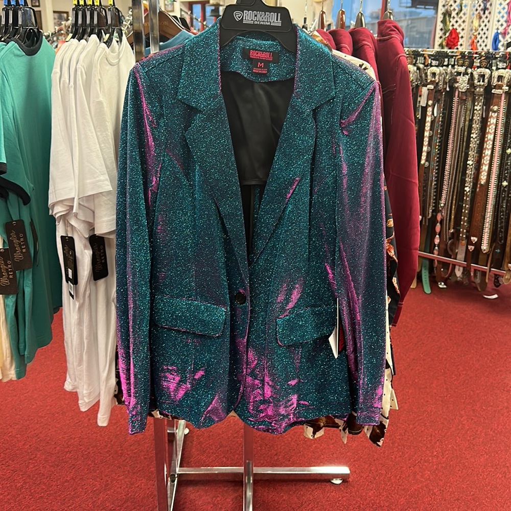 Ladies Rock&Roll iridescent blue blazer